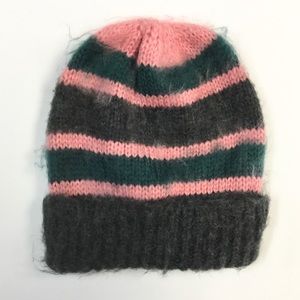 NWOT Topshop Fuzzy Striped Cuffed Beanie